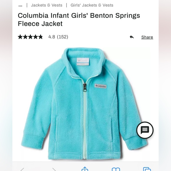 Columbia Other - Columbia Infant Girls' Benton Springs Fleece Jacket Dolphin size 18-24 months 🩵